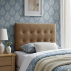 Modway Emily Stain-Resistant Performance Velvet Twin Size Headboard - Taupe-Wood Blend Frame