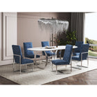 Manhattan Comfort Element 19.68" Modern Velvet Upholstered Dining Chair - Blue-Open Industrial Design Stainless Steel Metal Frame Base with Chrome Finish