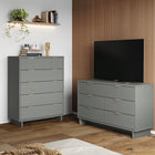 Manhattan Comfort Granville Modern Chest and Double Dresser Set - Light Grey-Recommended for up to 50 inch TV.
