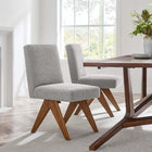 Modway Lyra Boucle Fabric Dining Room Side Chair - Light Grey - 2 Pack-Boucle Fabric Upholstery
