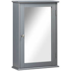 Kleankin Wall Mount Bathroom Mirror Cabinet with Shelves - Grey-Wall-mounted design, maximize wall space