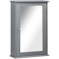 Kleankin Wall Mount Bathroom Mirror Cabinet with Shelves - Grey-Wall-mounted design, maximize wall space