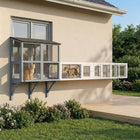 PawHut 98" Cat Tunnel Outdoor with Combinable Design, Doors - White-Allows an L shape, expansion from the left and right, or even a cat tent or a catio at the end