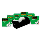 Scotch Magic Tape Refill Rolls with Desktop Dispenser - 3/4" - 6 Pack-Package includes a classic black desktop dispenser