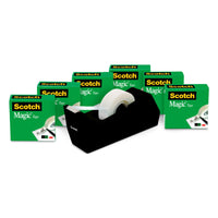 Scotch Magic Tape Refill Rolls with Desktop Dispenser - 3/4" - 6 Pack-Package includes a classic black desktop dispenser