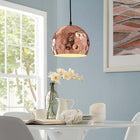 Modway Dimple 10" Half-Sphere Pendant Light - Rose Gold-Rose Gold Steel Shade and Ceiling Plate