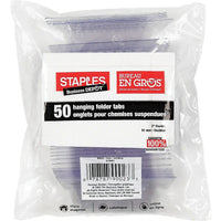 Staples Clear Hanging File Folder Tabs - 2" - 50 Pack-Comes with blank white inserts for labelling for easy and efficient organization