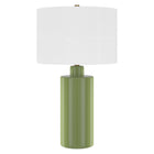 Hudson&Canal Selina 25" Tall Ceramic Table Lamp with Fabric Shade - Tarragon Green/White-Modern contemporary design for your living room, workspace, or bed side table