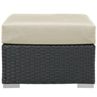 Modway Sojourn Outdoor Patio Sunbrella Ottoman - Canvas/Antique Beige-Powder Coated Aluminum Frame