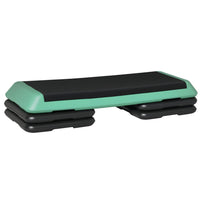 Soozier 43" Adjustable Aerobic Platform Stepper 3 Level with Risers 4” 6” 8” Cardio Fitness Trainer - Black Green-Excellent cardio workout platform for toning, weight losing and body strengthening 