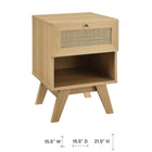 Modway Soma 1-Drawer Nightstand - Oak-Natural Rattan Weave
