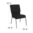 Flash Furniture HERCULES Series 18.5"W Stacking Church Chair in Black Fabric - Silver Vein Frame-Silver Vein Frame Finish