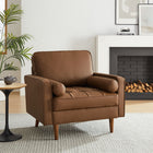 Modway Valour Tufted Vegan Leather Accent Armchair - Brown-Sinuous Spring Support