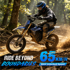 Gyrocopters DX1 Electric Dirt Bike for Adults - Speed upto 65 kmph - PAS Range upto 83 km - Peak 3000W - 14" - Blue-Powered by a high-capacity 20.8 Ah long-lasting battery, the DX1 delivers an impressive maximum range of up to 83 KM on a single charge