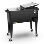 Permasteel 80 qt Retro Rolling Patio Cooler with Divider - Black-Extended cooling power keeps drinks chilled for up to 36 hours