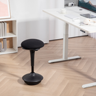 HOMCOM Standing Backless Wobble Stool Chair with Rocking Motion - Black-360° rotation and 120° swing for dynamic flexibility