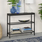 Hudson&Canal Alexis 36"W Console Table - Blackened Bronze-Hand crafted blackened bronze finish is applied to the steel frame