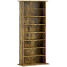 HOMCOM 8-Tier Media Storage Cabinet - Rustic Brown-Holds up to 360 CDs in 8 compartments