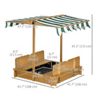 Outsunny Covered Sandbox with Lid & Adjustable Canopy - Light Brown-The seats and backrests are detachable to expand the playing area 