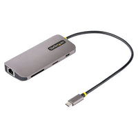 Startech USB C Multiport Adapter 4K 60Hz HDMI Video - 3 Port 5Gbps USB-A Hub - 100W USB Power Delivery Pass-8-in-1 usb-c multiport adapter: Compact USB C hub features a 4K 60Hz HDMI HDR10 port, 3x USB-A 3.2/3.1 Gen 1 (5Gbps) port, SD 3.0 and Micro SD card reader slots; Gigabit Ethernet and a shared USB-C Power/USB 2.0 Data port. 100W Power Delivery Pass-Through