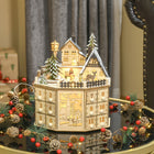 HOMCOM Christmas Advent Calendar with Countdown Drawers for Kids - Natural Wood-10 built-in LED lights to light up the Christmas scene 