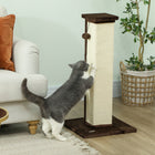 PawHut 32" Cat Scratching Post with Sisal Teasing Ball - Brown-This cat post for indoor cats has a hanging ball for the entertainment of your cats 