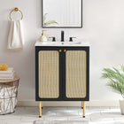Modway Chaucer 24" Bathroom Vanity Cabinet - Black-Metal Cabinet Knobs