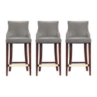Manhattan Comfort Shubert 22.64" Modern Leatherette Upholstered Barstool - Dark Taupe - 3 Pack-Modern Barstool with Backseat Perfect for Bar and Kitchen Use. Set of 3
