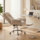 HOMCOM Criss Cross Office Chair with Footrest and Wide Seat - Light Grey-Adjustable seat height to align with various desk setups