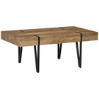 HOMCOM Rustic Coffee Table with Steel Legs - Natural Wood Finish-Rustic wood grain texture creates an inviting feel to your living space