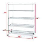 Seville Classics 5-Tier Steel Wire Shelving Rack - 60" L x 24" W x 72" H - Chrome-Chrome plating provides necessary corrosion resistance in dry environments