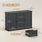 HOMCOM 47" Modern Sideboard Buffet Cabinet with Drawers & Storage Doors - Black Wood Grain-The 47.2" wide top holds a TV up to 19.7" inches or displays decor