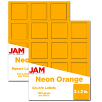 JAM Paper Square Address Labels, 2 x 2, Neon Orange, 240 Pack-Mailing Address Labels