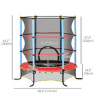 Qaba Kids Trampoline with Enclosure Net - 68.9" Dia. - Multi-coloured-Safety enclosure and thick padding poles prevent the jumper from accidentally slipping off 