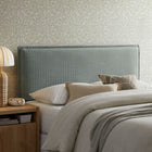 Modway Camille Striped Linen Blend King Size Headboard - Spa Blue Stripe-Padded Pillow Design