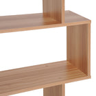 HOMCOM 6-Tier Geometric Wooden Bookcase - Natural Wood-Assembly Required