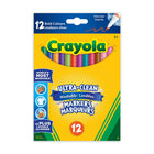 Crayola Ultra-Clean Washable Fine Line Markers, 12 Count-Features 12 Ultra-Clean Washable Fine Line Markers in classic colours that are perfect for the classroom
