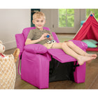 Flash Furniture Deluxe Padded Contemporary Hot Pink Vinyl Kids Recliner with Storage Arms-Hot Pink Vinyl Upholstery