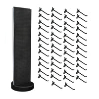 Azar Revolving Studio Base Pegboard Floor Stand - 60" x 16" - Black-Includes a T-strip sign holder that can be attached to the top of the pegboard display