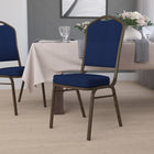Flash Furniture HERCULES Series Crown Back Stacking Banquet Chair in Patterned Fabric - Gold Vein Frame - Navy Blue-Upholstered Seat and Back