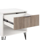 Manhattan Comfort DUMBO 20.07" Modern 1-Drawer Nightstand - White/Rustic Grey-Stylish Splayed Gold Metal Legs Adding Seamless Fashion Design and Durability