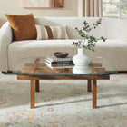 Modway Isby 35" Tempered Glass Coffee Table - Walnut-Rubberwood Frame with Intersecting Beams