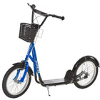 Aosom Kick Scooter for Kids Teen with Adjustable Handlebar 2 Brakes Basket - Blue-Wide textured foot deck to keep your feet in place and maintain balance 