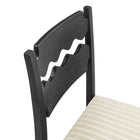 Modway Jax Oak Wood Bar Stool With Wavy Razor Back and Cushion - Black Oatmeal Stripe-9