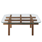 Modway Isby 35" Tempered Glass Coffee Table - Walnut-Non-Marking Foot Caps