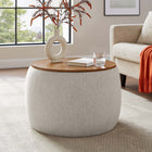 Modway Perla Woven Heathered Fabric Upholstered Storage Ottoman - Heathered Weave/Ivory-Heathered Fabric Upholstery