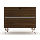 Manhattan Comfort Rockefeller 35.24" Mid-Century Modern Dresser - Brown-Perfect for Storage or Display Items. Anti Tip Kit Included.