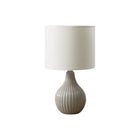 Monarch Specialties 17" H Contemporary Table Lamp - Grey Ceramic / Ivory Cream Shade-This 17"h table lamp features a chic, lustrous grey ceramic base in a tear drop shape with a textured ribbed design, perfectly complemented with an ivory fabric shade, adding a fashionable touch to your living room, bedroom, or office