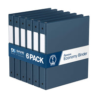 Davis Group Premium Economy Binder - Round Ring - 1" - Navy Blue - 6 Pack-3 Ring Binder