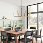 Modway Rekindle 8-Light Chandelier - Satin Brass-Iron Metal Construction
